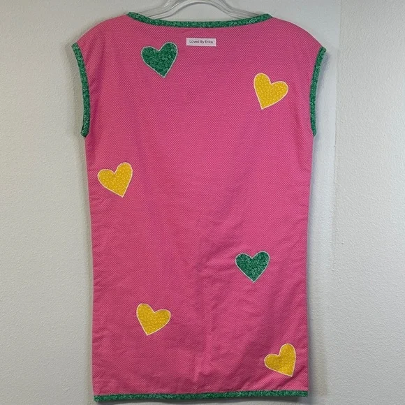 NWT Handmade by Erika Cotton Pink Heart Mini Dress Size S - Picture 6 of 7